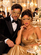 Gold Metal Masquerade Masks for Couples | Laser Cut Half Face Mask for Men & Clear Rhinestone Mask for Women - image 3