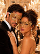 Gold Metal Masquerade Masks for Couples | Laser Cut Half Face Mask for Men & Clear Rhinestone Mask for Women - image 5