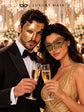 Gold matching masquerade masks for couples, men’s Venetian and women’s lace eye masks – view 5