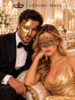 Gold matching masquerade masks for couples, men’s Venetian and women’s lace eye masks – view 3