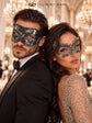 Black & Silver matching masquerade masks for couples, men’s Venetian and women’s lace eye masks – view 5