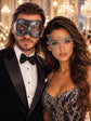 Black & Silver matching masquerade masks for couples, men’s Venetian and women’s lace eye masks – view 1