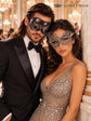 Black & Silver matching masquerade masks for couples, men’s Venetian and women’s lace eye masks – view 5