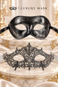 Black & Silver matching masquerade masks for couples, men’s Venetian and women’s lace eye masks – view 6