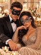 Black & Silver matching masquerade masks for couples, men’s Venetian and women’s lace eye masks – view 5
