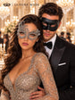 Black & Silver matching masquerade masks for couples, men’s Venetian and women’s lace eye masks – view 3