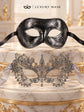 Black & Silver matching masquerade masks for couples, men’s Venetian and women’s lace eye masks – view 6