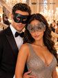 Black & Silver matching masquerade masks for couples, men’s Venetian and women’s lace eye masks – view 3