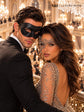 Black & Silver matching masquerade masks for couples, men’s Venetian and women’s lace eye masks – view 3
