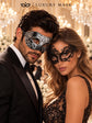 Black & Silver matching masquerade masks for couples, men’s Venetian and women’s lace eye masks – view 2