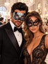 Black & Silver matching masquerade masks for couples, men’s Venetian and women’s lace eye masks – view 1