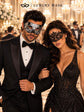 Black & Silver matching masquerade masks for couples, men’s Venetian and women’s lace eye masks – view 4