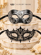Black & Silver matching masquerade masks for couples, men’s Venetian and women’s lace eye masks – view 6