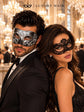 Black & Silver matching masquerade masks for couples, men’s Venetian and women’s lace eye masks – view 3