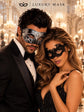 Black & Silver matching masquerade masks for couples, men’s Venetian and women’s lace eye masks – view 4