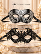 Black & Silver matching masquerade masks for couples, men’s Venetian and women’s lace eye masks – view 6