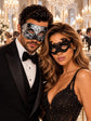 Black & Silver matching masquerade masks for couples, men’s Venetian and women’s lace eye masks – view 1