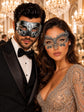Black & Silver matching masquerade masks for couples, men’s Venetian and women’s lace eye masks – view 1