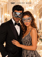 Black & Silver matching masquerade masks for couples, men’s Venetian and women’s lace eye masks – view 5