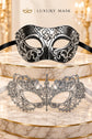 Black & Silver matching masquerade masks for couples, men’s Venetian and women’s lace eye masks – view 6