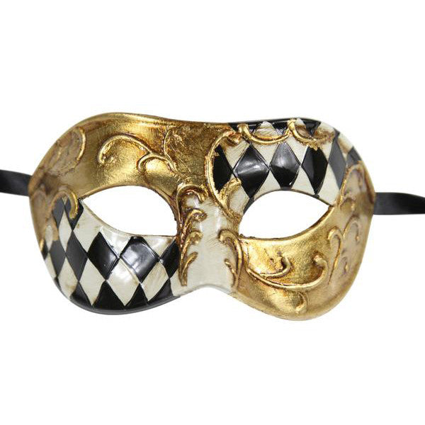 Half CHECKERED  Vintage Design Masquerade Mask - Luxury Mask - 1