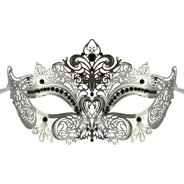 Silver Series Women's Laser Cut Metal Venetian Masquerade Crown Mask - Luxury Mask - 1