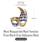 Luxury Mask® Masquerade Mask for Men Musical Checkered Vintage Design Mask for Mardi Gras, Prom and Masquerade Party
