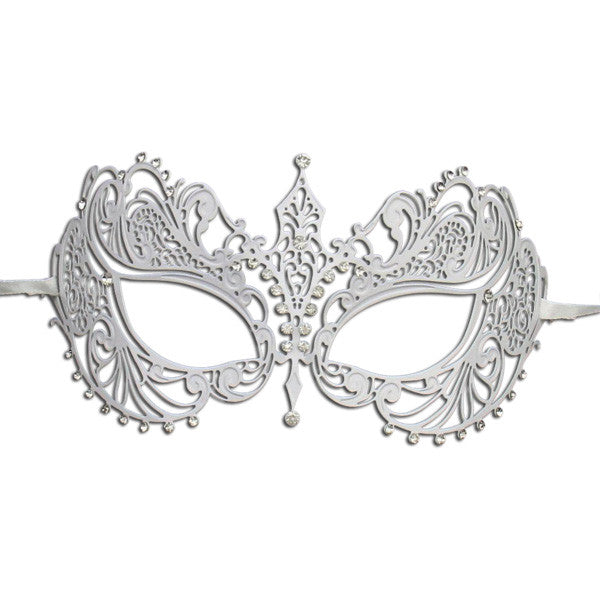 WHITE Series Laser Cut Metal Venetian Pretty Masquerade Mask - Luxury Mask - 1