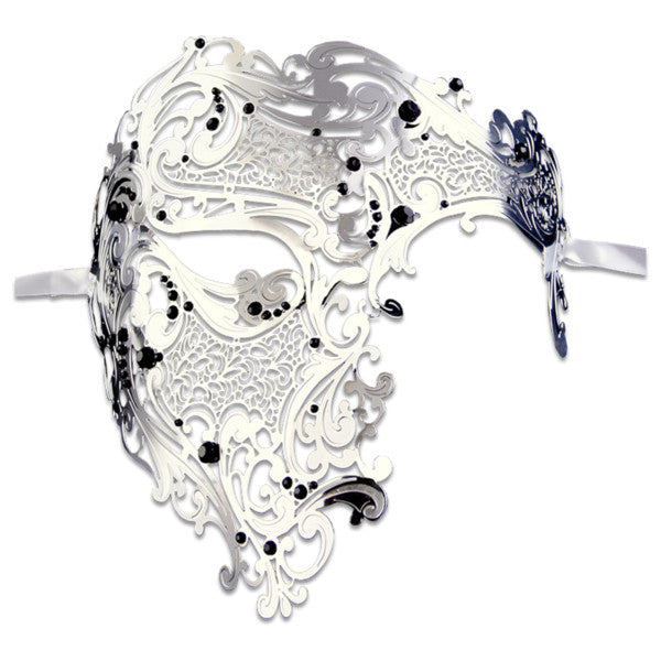SILVER Series Signature Phantom Of The Opera Half Face Mask - Luxury Mask - 1
