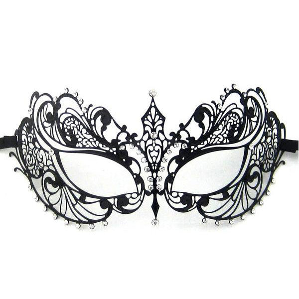 BLACK Series Laser Cut Metal Venetian Pretty Masquerade Mask - Luxury Mask - 1