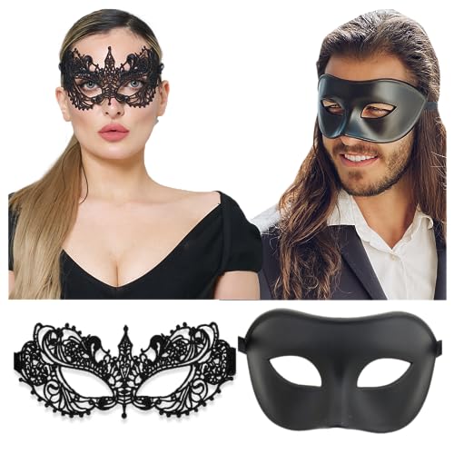 Masquerade Mask Couples Set Matching Men & Women Masks