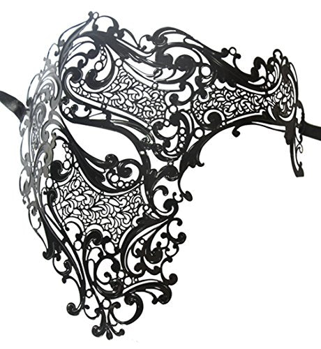 Phantom of The Opera Mask Metal Masquerade Mask for Men with Rhinestones