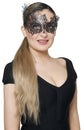 Metal Filigree Masquerade Mask for Women - Swan Style Mask with Rhinestones for Mardi Gras, Prom, Halloween & Venetian Party