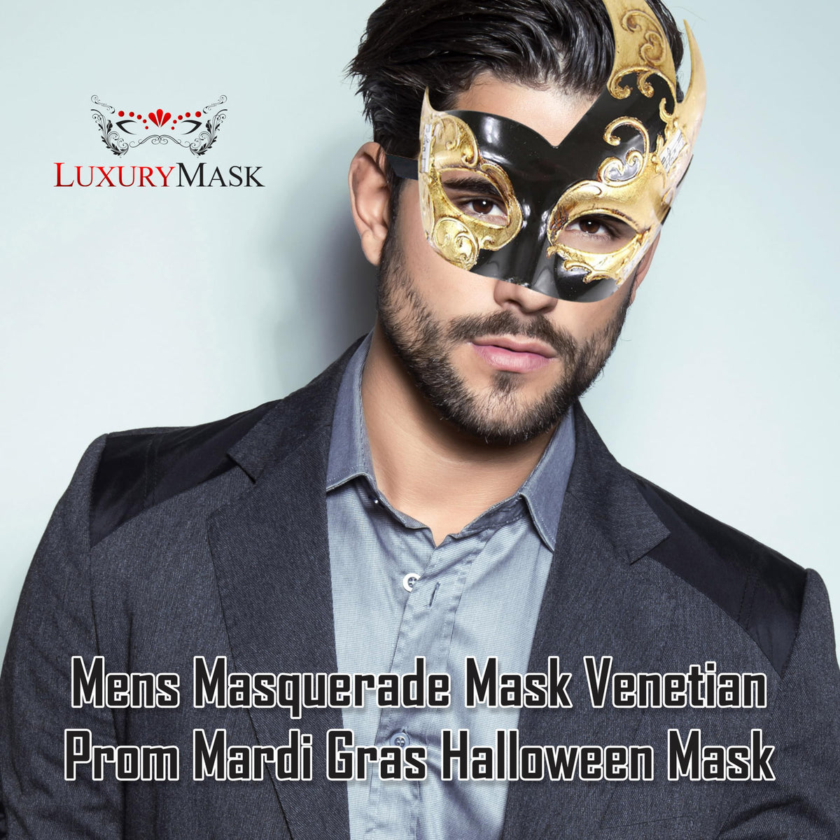 Luxury Mask® Herren-Maske Vintage Karneval – Kariertes Design Für Party, Ball & Kostümfeste