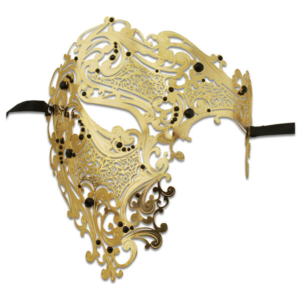 GOLD Series Signature Phantom Of The Opera Half Face Mask - Luxury Mask - 1