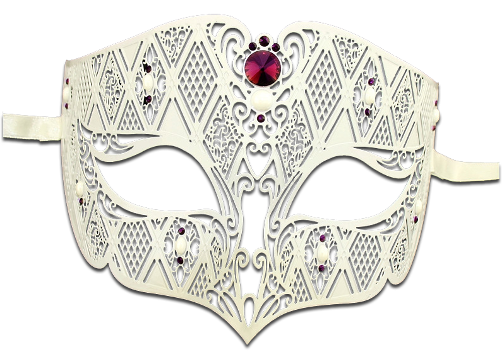 WHITE Series Diamond Design Laser Cut Venetian Masquerade Mask - Luxury Mask - 5