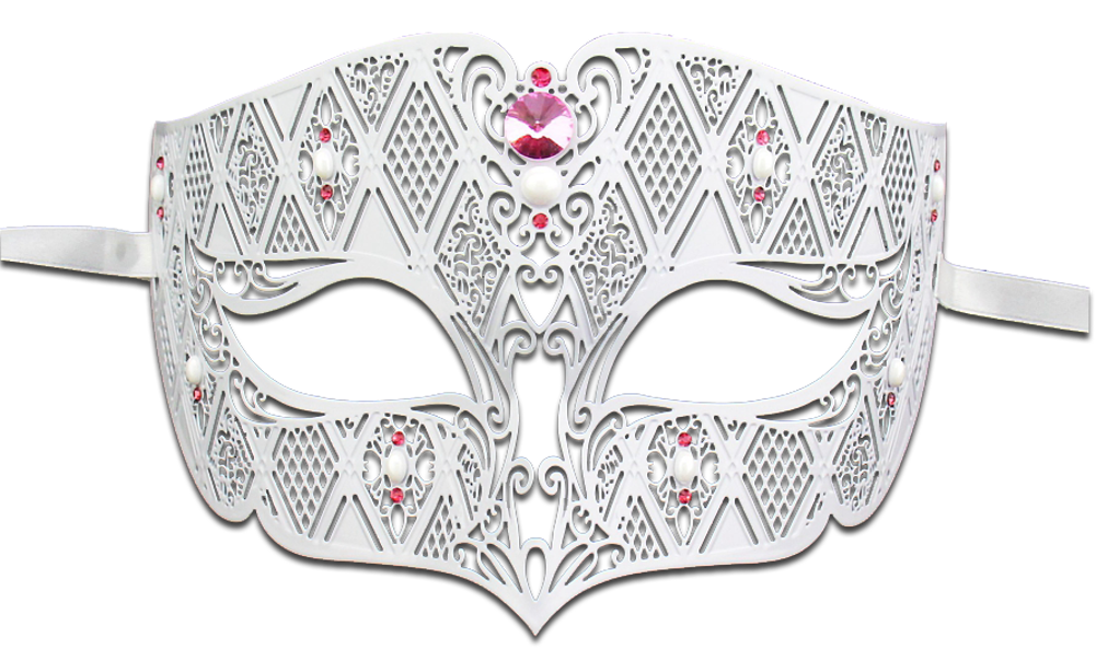WHITE Series Diamond Design Laser Cut Venetian Masquerade Mask - Luxury Mask - 6