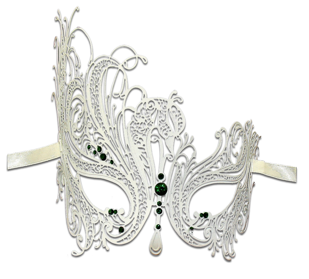 WHITE Series Swan Metal Filigree Laser Cut Venetian Masquerade Mask - Luxury Mask - 7