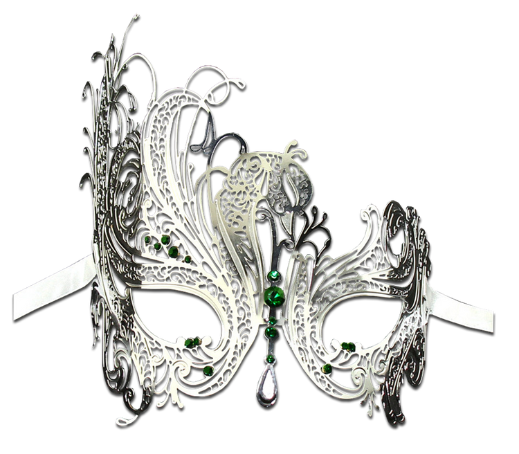 SILVER Series Swan Metal Filigree Laser Cut Venetian Masquerade Mask - Luxury Mask - 7