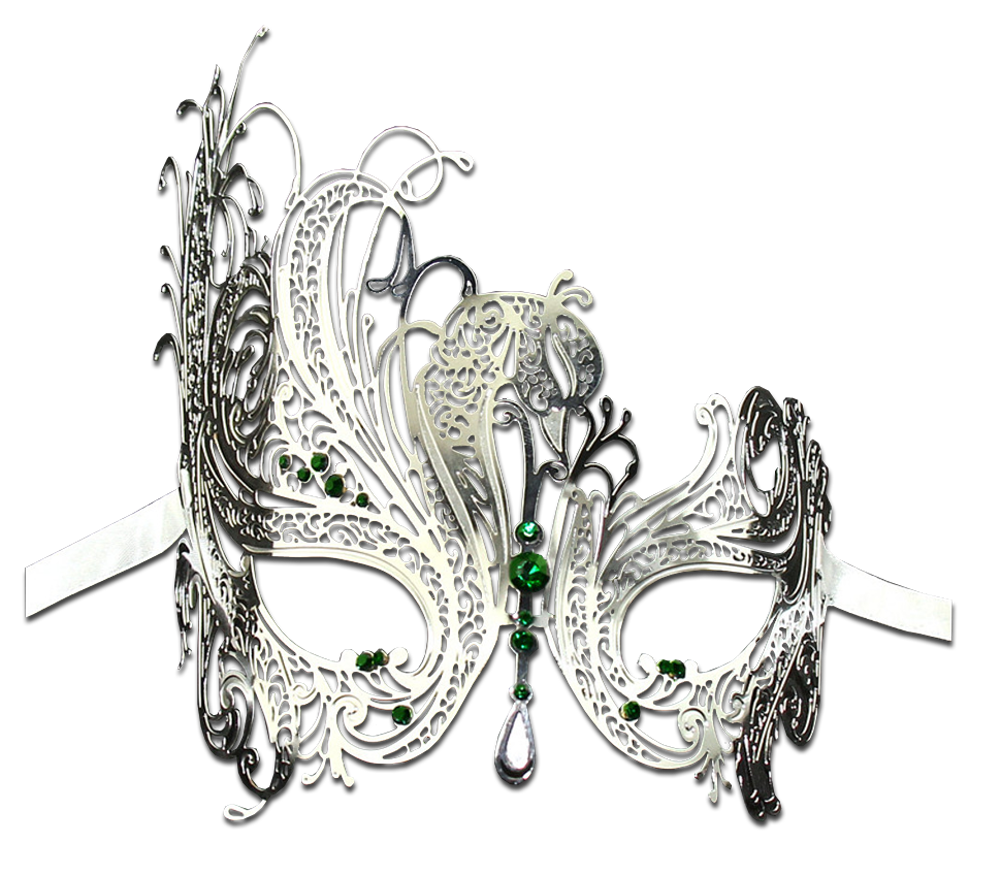 SILVER Series Swan Metal Filigree Laser Cut Venetian Masquerade Mask - Luxury Mask - 7