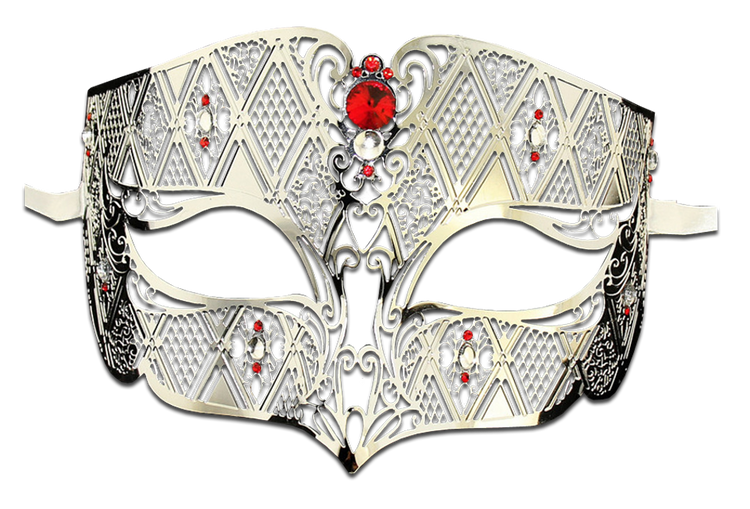SILVER Series Diamond Design Laser Cut Venetian Masquerade Mask - Luxury Mask - 3