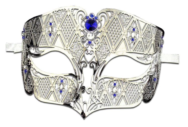 SILVER Series Diamond Design Laser Cut Venetian Masquerade Mask - Luxury Mask - 4
