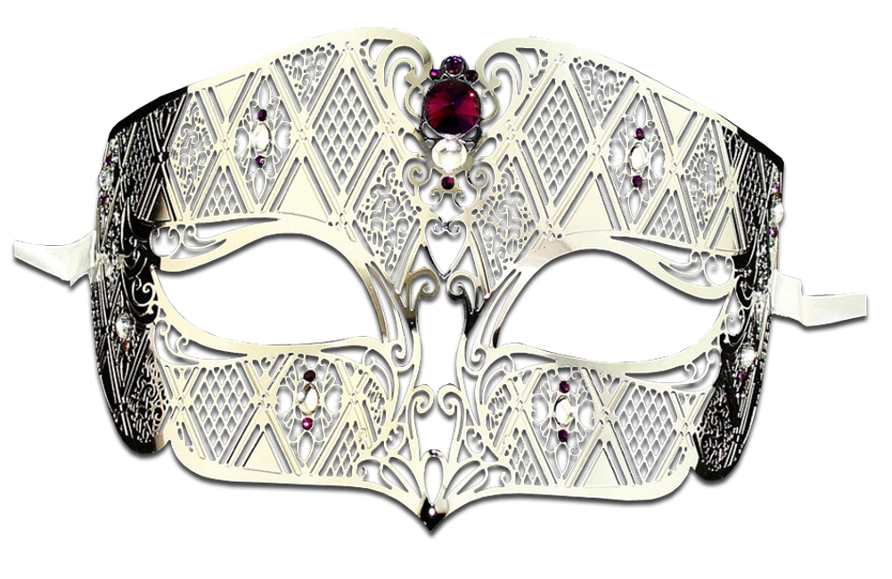 SILVER Series Diamond Design Laser Cut Venetian Masquerade Mask - Luxury Mask - 7