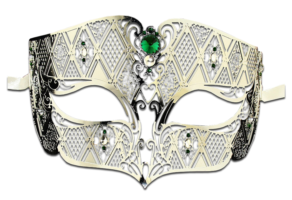 SILVER Series Diamond Design Laser Cut Venetian Masquerade Mask - Luxury Mask - 8