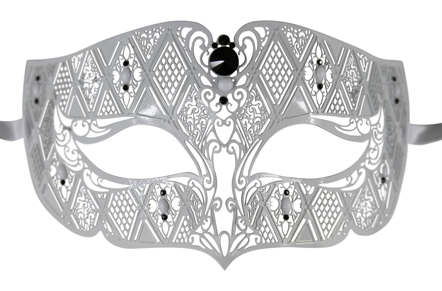 WHITE Series Diamond Design Laser Cut Venetian Masquerade Mask - Luxury Mask - 2