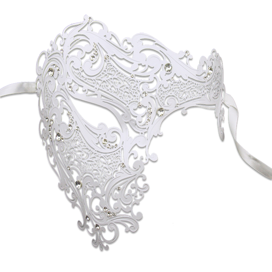 WHITE Series Signature Phantom Of The Opera Half Face Mask - Luxury Mask - 1