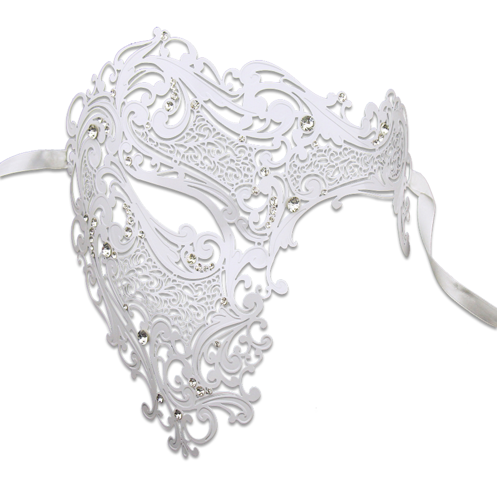 WHITE Series Signature Phantom Of The Opera Half Face Mask - Luxury Mask - 1