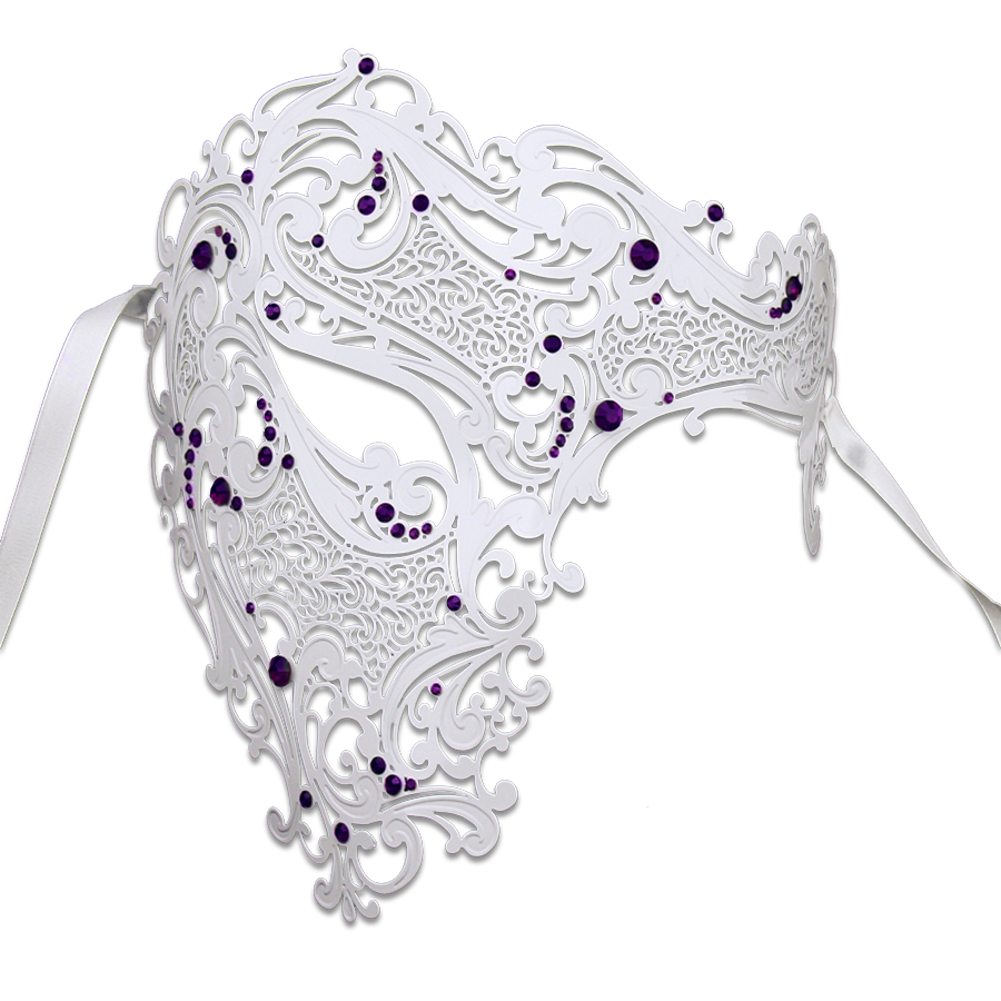 WHITE Series Signature Phantom Of The Opera Half Face Mask – Luxury Mask