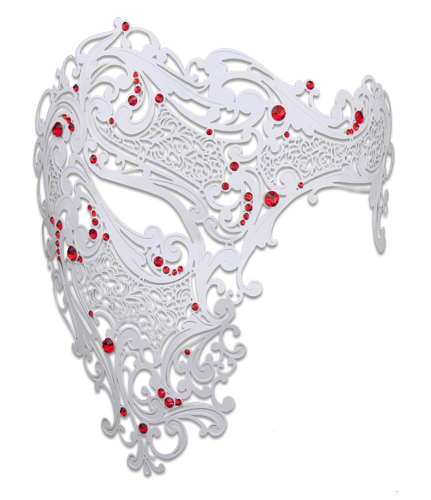 WHITE Series Signature Phantom Of The Opera Half Face Mask - Luxury Mask - 2