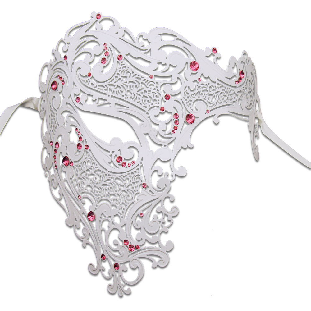 WHITE Series Signature Phantom Of The Opera Half Face Mask - Luxury Mask - 5
